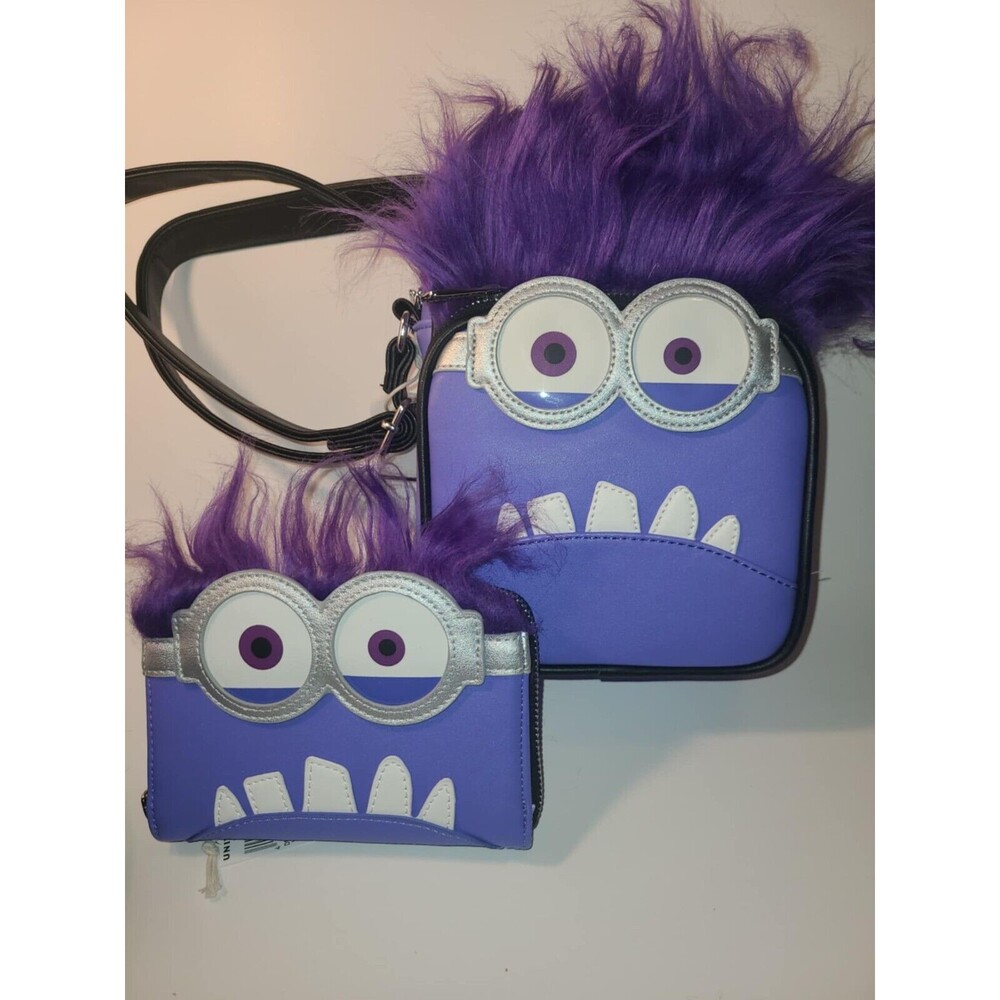 UNIVERSAL Purple Minion Evil Kevin Loungefly Crossbody Bag Purse & Wallet NWT